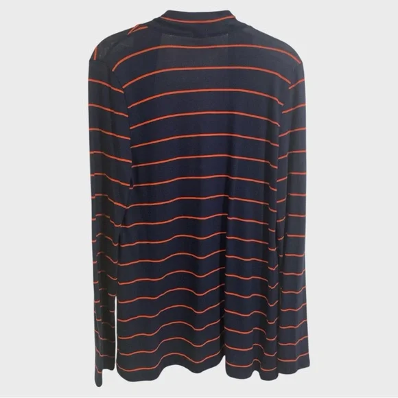 J Crew Navy Orange Stripes Cardigan size Medium - Picture 3 of 7